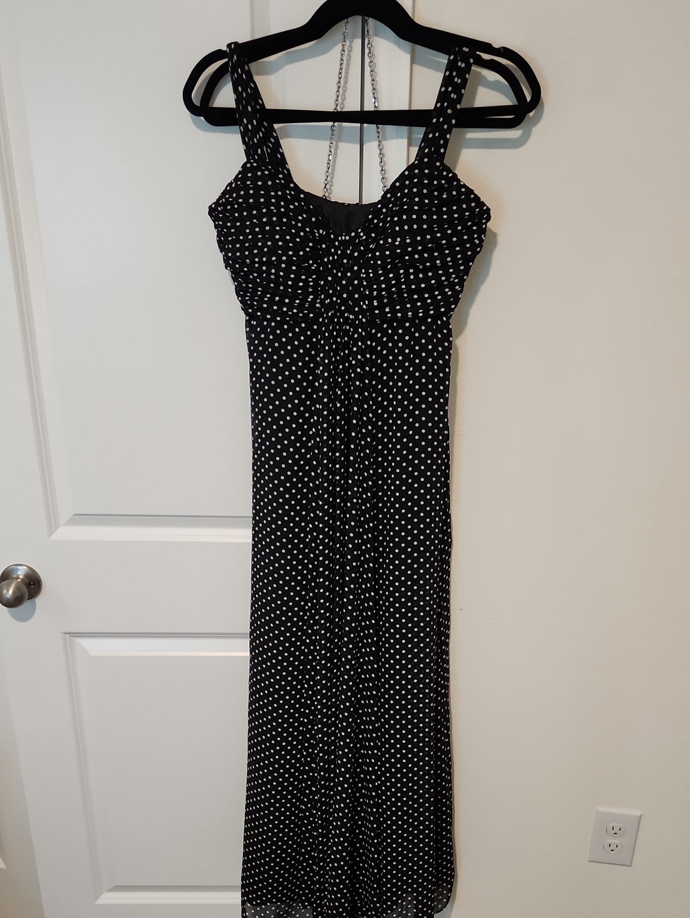 Black Polka Dot Maxi Dress with Supportive Straps